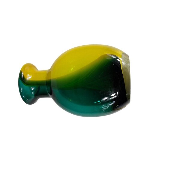 Vintage Murano Hand-Blown Art Glass Vase Green & Yellow Gradient Design 9" Tall - Picture 6 of 11